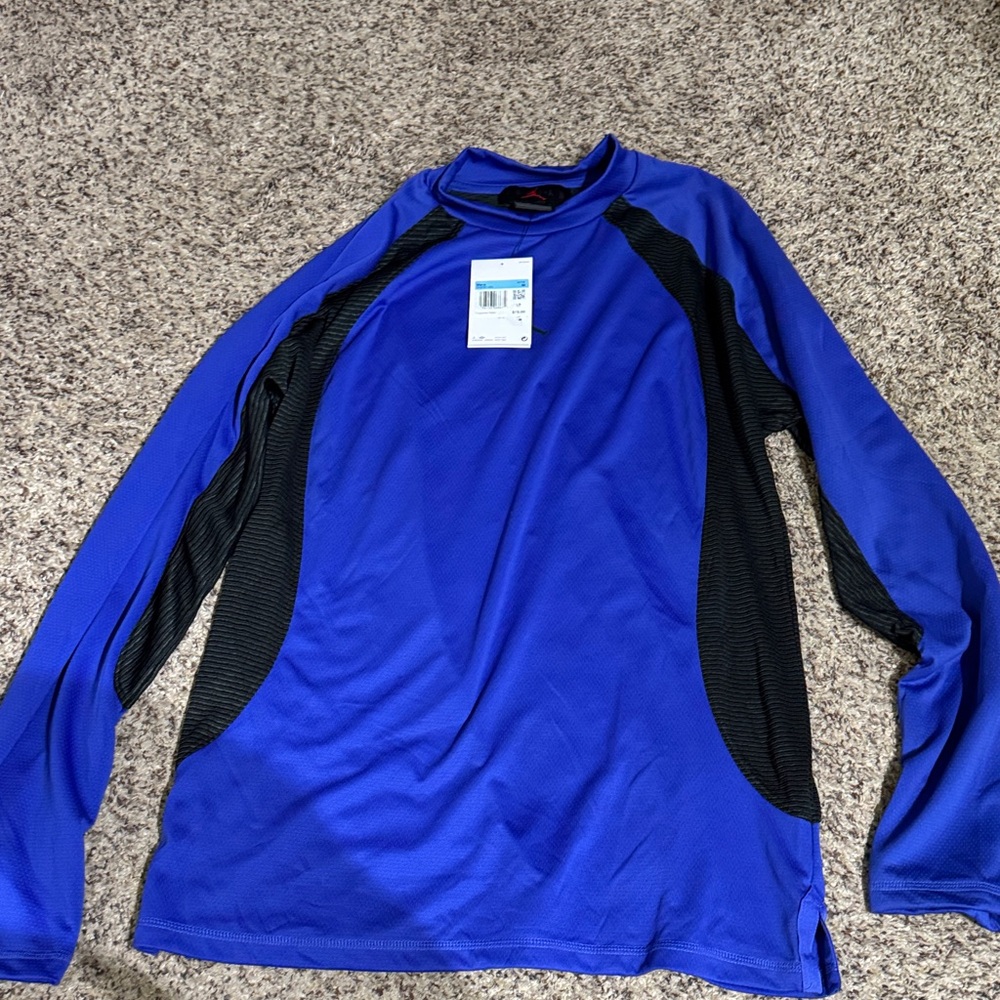 NWT Nike Jordan Blue and Black Performance Shirt Long Sleeve